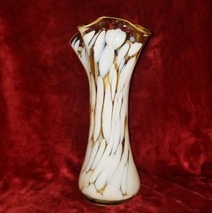 Vtg Murano Tall Splatter Hand Blown Vase